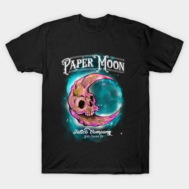 Paper Moon Tattoo Company MoonSkull T-Shirt by PaperMoonTattooCo